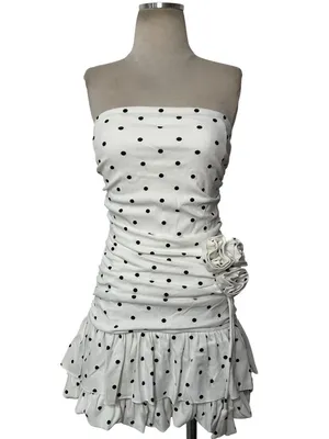 Zemeta Moonlight Polka Bloom Dress in White XSmall New Womens Mini Strapless thumbnail 5