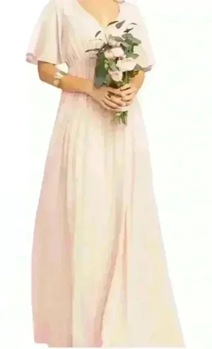 Show‎ Me Your Mumu Fairy Bridesmaids Dress Pink Emily Empire Maxi XS Maternity thumbnail 1