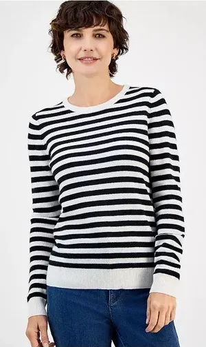 Charter Club 100% Striped Cashmere Sweater Size XL thumbnail 1