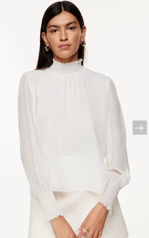 Aritzia Wilfred Women's Valencia Mock Neck‎ Blouse Top Light Birch Size Large thumbnail 1