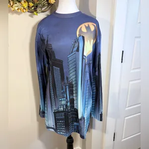 DOLLS KILL x DC Batman Symbol Gotham City Comic Long Sleeve Shirt ~Small💛 thumbnail 13