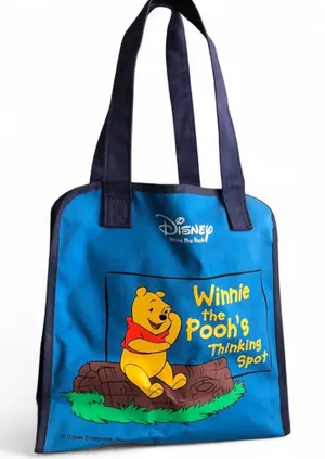 Disney Winnie The Poohs Thinking Spot Blue Tote Bag Purse For Books, Toys etc Measurement in pics thumbnail 1