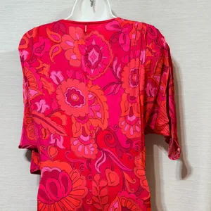 MISA Los Angeles Psychedelic Floral Wrap Maxi Dress Pink Red Orange V-Neck Boho thumbnail 7