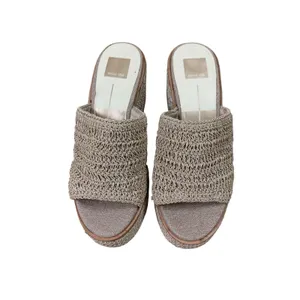 Dolce Vita Ladin Platform Sandals 9 Beige Crochet Block Heel Slide 90s Y2K Boho thumbnail 3