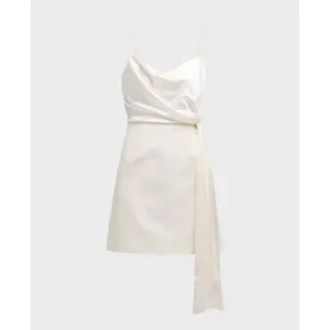 NEW Cinq à Sept Cara Tie Waist Mini Dress Size 4 Ivory‎ Bridal Satin thumbnail 10