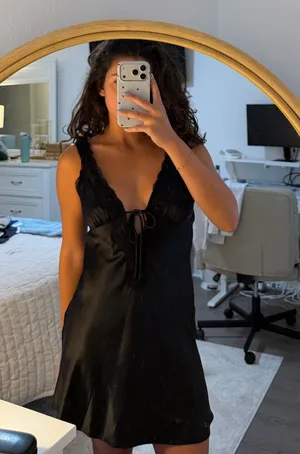 Princess Polly Black Satin Mini Dress thumbnail 1