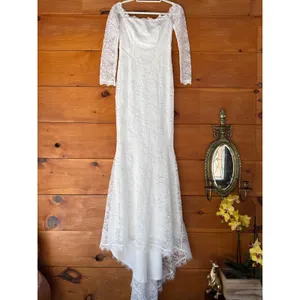 NWT Lulus Beloved Promise White Lace Off Shoulder Mermaid Maxi Dress Bridal XL thumbnail 2