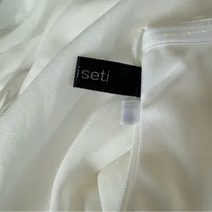 White Off Shoulder Flounce Sleeve Ruched‎ Chiffon Maxi Dress Size Small thumbnail 9
