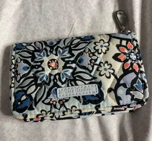 Vera Bradley blue and pink floral wallet thumbnail 1
