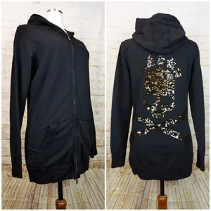 Bad Spirit Massimo Sabbadin Skull Hoodie Womens L Black Crossbones Sequins Italy thumbnail 2