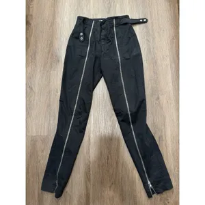 ALC Zipper Pants Flare Black High Rise Adjustable‎ Button Grunge Women's Size 2 thumbnail 2