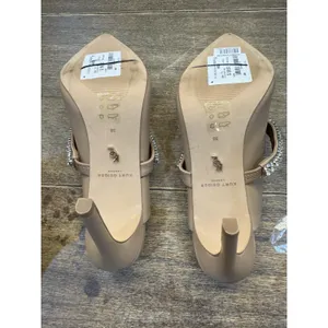 KURT GEIGER LONDON PRINCELY CAMEL LEATHER FLAT EMBELLISHED STRAP Size 38 US 7.5 thumbnail 7