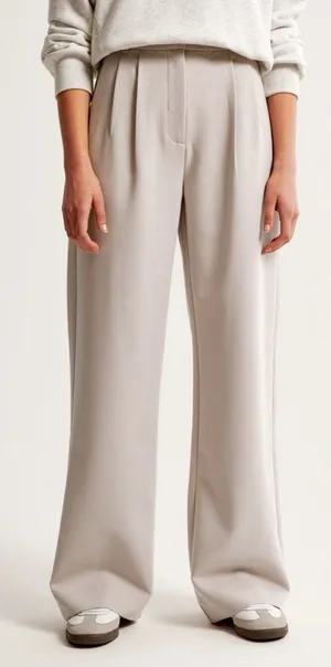 Abercrombie & Fitch NWT Sloane Curve Love Tailored Wide Leg Pant in Light Taupe thumbnail 1