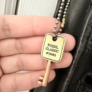 Fossil Vintage Black Leather 75082 Multi Pocket Top Zip Shoulder Bag Key Fob thumbnail 6