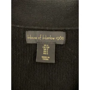 House Of Harlow 1960 Black Ribbed V-Neck Halter Top Small Y2K Quiet Luxury thumbnail 3