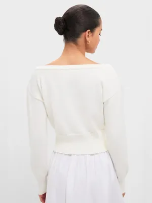 Tuckernuck Ivory Off the Shoulder Stevens Cardigan Sz S Minimalist Balletcore thumbnail 4