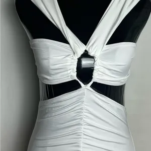 Fashion Elegant White Evening Dress body con fit mermaid dress Medium NWT thumbnail 2
