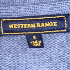 Western Range Blue‎ Gray Wool Blend Long Open Cardigan Sweater Size Small thumbnail 4
