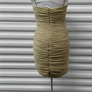 House of CB Ella Ruched Organza Mini Dress Sz Small Gold Cocktail Party Wedding thumbnail 6