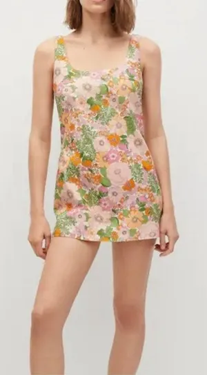 Mango MNG Orange floral scoop neck romper size XS -seen on TV! thumbnail 1