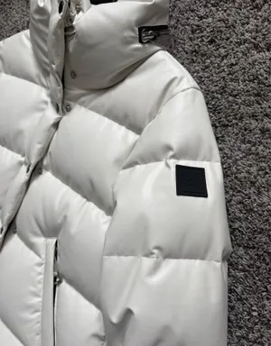 SAM. Vegan Leather White Quilted Puffer Jacket with High Collar thumbnail 3