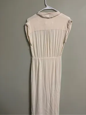 Anthropologie Sleeveless V-Neck Twist-Front Satin Dress Size 2 XS Ivory Maxi thumbnail 3