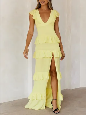 Hello Molly Friendship Gardens Ruffle Maxi Dress Yellow thumbnail 3