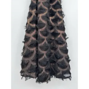 TCEC Women’s Green Rose Gold Metallic Halter Dress Size M Feather Tassel Party thumbnail 4