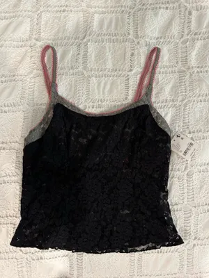 Free People All Day Lace Cami in After Dark thumbnail 3