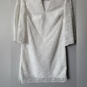Trina Turk White Lace Shift Dress Size S Bridal Shower Garden Party Summer Chic thumbnail 5