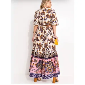 Farm Rio Jasmin‎ Mixed Print Midi Dress Boho Tropical Size M/L thumbnail 11