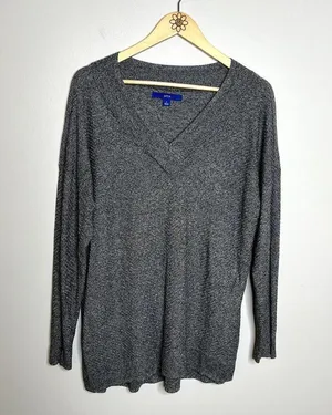 Apt 9 Gray V Neck Knit Sweater thumbnail 4