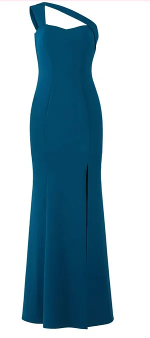 LM Collection One Shoulder Gown Blue Size 2 thumbnail 1