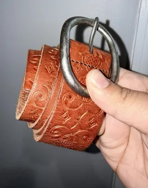 American Eagle‎ Outfitters Sz S Brown Leather Embossed Belt Silver Buckle 39.5" thumbnail 1