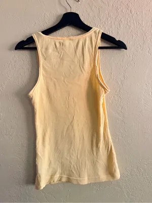 Kavio Ribbed Scoop Neck Tank Top - Pale Yellow thumbnail 3