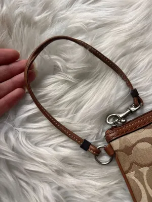 Coach Y2K brown wristlet small signature sees with the leather strip thumbnail 2