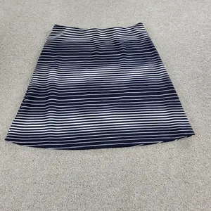 Margaret M Womens Skirt‎ Large Navy White Stripe A Line Mini Stretch Lined thumbnail 11