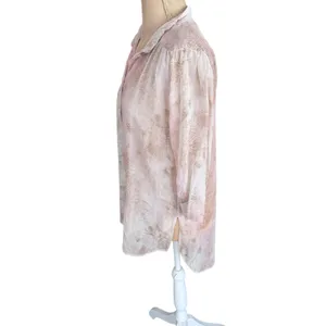 Wilfred 100% Silk Cream/pink Hi Low Henley Blouse‎ Old Money Flowy Career Small thumbnail 7