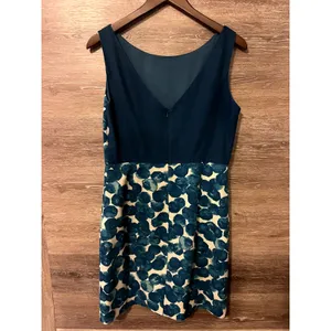 Tabitha dress blue size 12 floral cocktail party pencil zipper V back short thumbnail 3