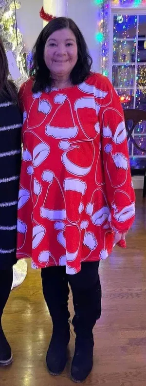 Boutique Meaneor Santa Hats Holiday Long Sleeve Christmas Dress in Red/White - Large NWT thumbnail 1