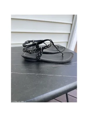 Audrey Brook women’s flat leather woven thong sandals braided black Sz 7 thumbnail 6