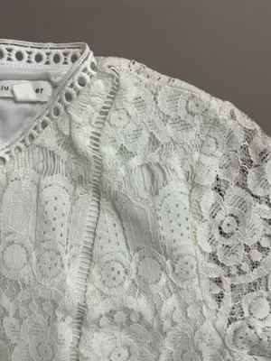 🦢 Blu Pepper Off-White Floral Lace Dress | Women’s Sz Med thumbnail 10