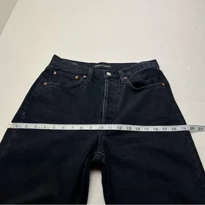 Aritzia Denim Forum The BF High Rise Loose 28L SZ 26 Black Denim Jean Button Fly thumbnail 4