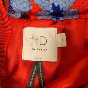 Anthropologie HD In Paris Lyanna Red Blue Floral A Line Mini Skirt Statement XS thumbnail 4