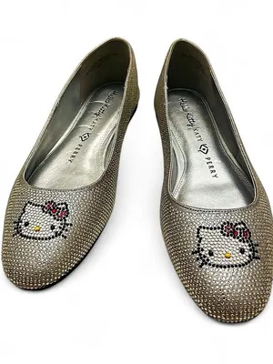 NWOB Katy Perry x Hello Kitty Crystal Ballet Flats Silver Rhinestone Shoes sz 9 thumbnail 1