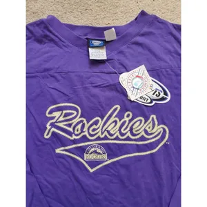 Colorado Rockies Baseball Unisex XL White Purple Long‎ Sleeve Shirt NWT thumbnail 5