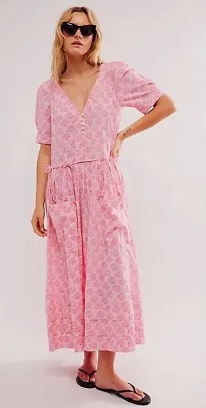 Free People There She Goes Midi‎ Dress New Small thumbnail 1