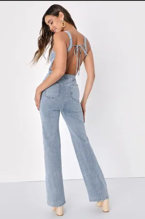 Lulus Zip-Front Tie-Back Jumpsuit thumbnail 4