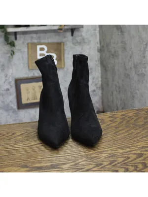 On 34th Zipper Micro Suede Mid-Calf Block Heel Boots 10019653600 Black 6M thumbnail 3