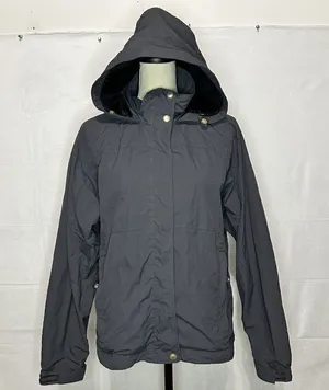 LL Bean Jacket Womens Medium Gray Hooded Jacket Windbreaker Nylon Vintage thumbnail 1